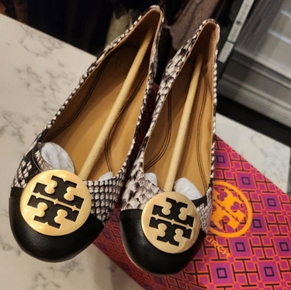 Tory Burch Shoes - Tory Burch Black Flats with Gold Medallion